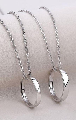 Silver Ring Pendant Necklace – Pack of 2