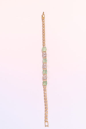 Radiant Gemstone Tennis Bracelet – Gold-Plated Crystal Jewelry with box