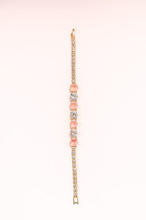 Radiant Gemstone Tennis Bracelet – Gold-Plated Crystal Jewelry with box