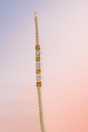 Radiant Gemstone Tennis Bracelet – Gold-Plated Crystal Jewelry with box