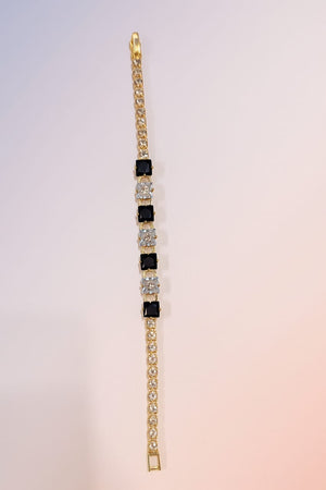 Radiant Gemstone Tennis Bracelet – Gold-Plated Crystal Jewelry with box