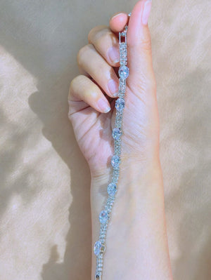 Sparkling Oval Gemstone Bracelet with Gift Box – Elegant Crystal Tennis Jewelry
