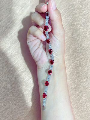 Sparkling Oval Gemstone Bracelet with Gift Box – Elegant Crystal Tennis Jewelry